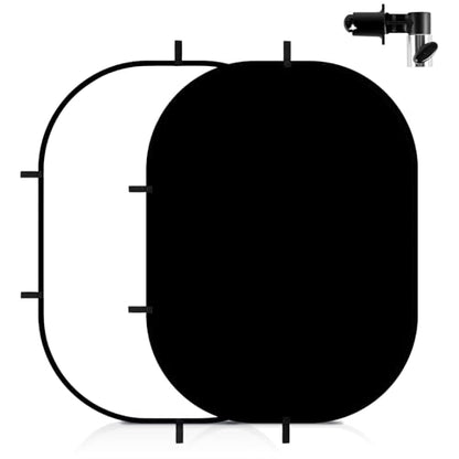 Meking 5x6.6ft Black White Background for Photography, Pop-Up Collapsible Backdrop 2-in-1 Muslin Self Tape Backdrop with Clip and Carry Case - color: Black&White, size: 5x6.6ft