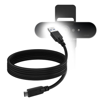BoxWave Cable Compatible with Logitech 4K Pro Webcam - DirectSync - USB 3.0 A to USB 3.1 Type C, USB C Charge and Sync Cable - 6ft - Black