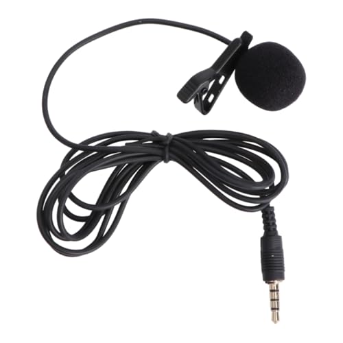 Toyvian Mini Clip Lavalier Condenser Microphone for Smartphones Laptops and Cameras Portable Hand Mic for Video Recording and Meetings Includes Rotary Clip Black