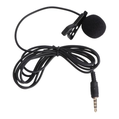 Toyvian Mini Clip Lavalier Condenser Microphone for Smartphones Laptops and Cameras Portable Hand Mic for Video Recording and Meetings Includes Rotary Clip Black