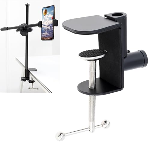 2-IN-1 Large Table Mount Clamp Metal Desk Mic Clamp Holder for Microphone Suspension Boom Scissor Arm Bracket (1)