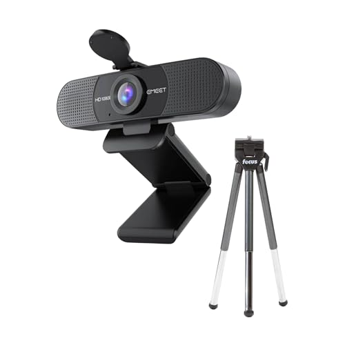 EMEET SmartCam C960 1080P Webcam with Dual Noise-Canceling Microphones (Black) Bundle with 8-Inch Table Tripod (2 Items)