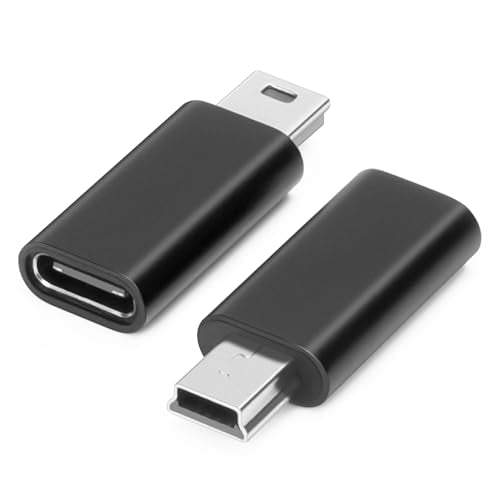 USB C to Mini USB Adapter (2 Pack), USB-C Female to Mini USB Male Adapter, Aluminum Alloy Data Adapter, Compatible with Laptops/Tablets, Flash Drive, MP3 Players, Digital Cameras etc, Black - style: TC-Mini-Black