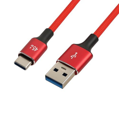 Braided USB C to USB A Cable Nylon, USB 3.0 Fast Charge & Data Transfer, for Fujifilm X-T4, Blackmagic PCC 4K, Atomos Ninja V, DJI Drone - color: Red Braided, style: USB-A to USB-C