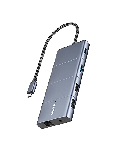Anker USB C Hub, 11-in-1 Docking Station Dual Monitor, 10 Gbps USB-C and USB-A Data Ports, 4K HDMI and DisplayPort, 85W Power Delivery, 2 Data Ports, Ethernet, for XPS