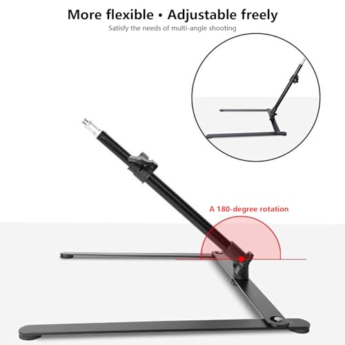 Desktop Phone Tripod with Led Lights & Microphones for Video Recording, Mini Projector, Live Streaming, Drawing Sketching, Baking, Scanning Projects, 360 Rotations-gooseneck Cellphone Holder