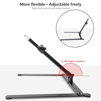 Desktop Phone Tripod with Led Lights & Microphones for Video Recording, Mini Projector, Live Streaming, Drawing Sketching, Baking, Scanning Projects, 360 Rotations-gooseneck Cellphone Holder