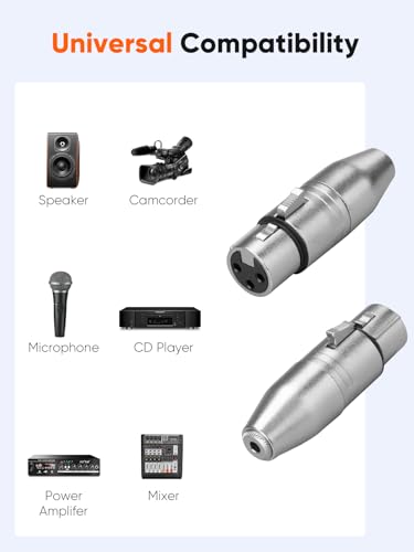 CableCreation 3.5mm to XLR Female Adaptor 2pcs,X LR to 1/8'' Stereo Audio Converter,1/8 inch TRS Stereo Jack Female to 3 Pin XL R Microphone Extender for Camcorder,Mixer,Speaker,Microphone,Amplifier - size: XLR Female