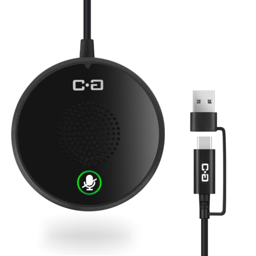 USB Conference Microphone for PC & Mobile Device, AI Noise Reduction | Plug-n-Play, One-Touch Mute, Omnidirectional Condenser Mic, for Video Conference/Online Class/Streaming/Zoom/Skype/Teams