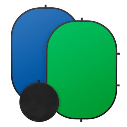 5X6.5ft Green Screen Backdrop for Photography, Double Sided Green Screen and Blue Screen, 2 in 1 Collapsible and Reversible Background for Photography, YouTube Videos,and Live Streaming - color: Green Blue