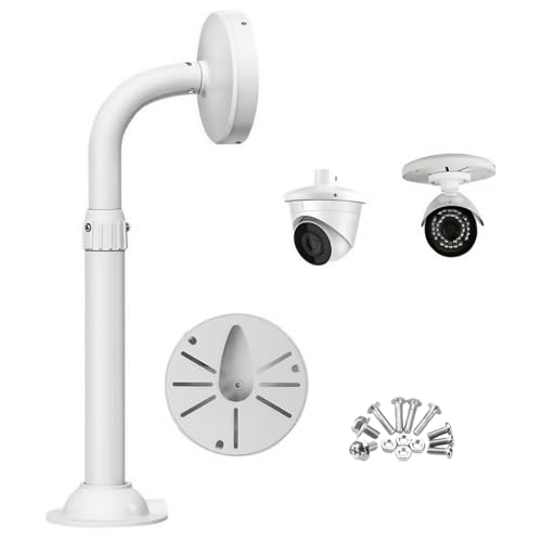 J-Shaped Dome Camera Mount, 11.8"-23.6" Telescopic Adjustable Bracket, Heavy-Duty Aluminum Alloy Wall/Ceiling Mount for Indoor/Outdoor CCTV Security Cameras,Universal Holder Fits Hikvision/Dahua