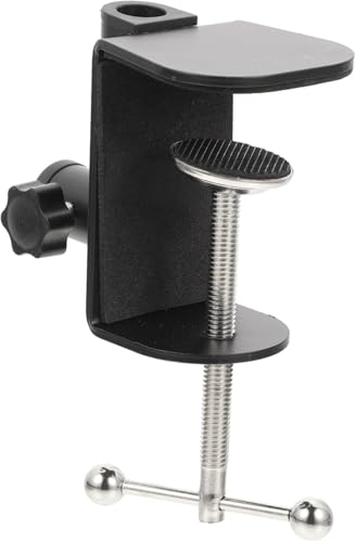 Desk C-Clamps with 2 Pieces 1/2" Thread Hole, 2 Pack Adjustable Metal Clamps on Table Stand, Black Desk Light Clamp Holder for Swing Arm Magnifying Desk Lamp Microphone Camera - color: Black