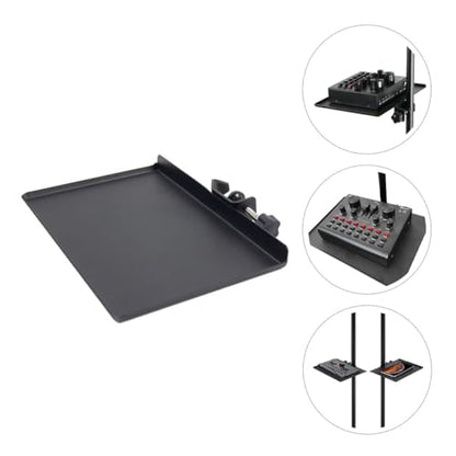 Clamp Microphone Stand Tray Holder for Live Streaming with Sound Card Storage Raised Edge Bracket for Picks Capos Phones and Accessories