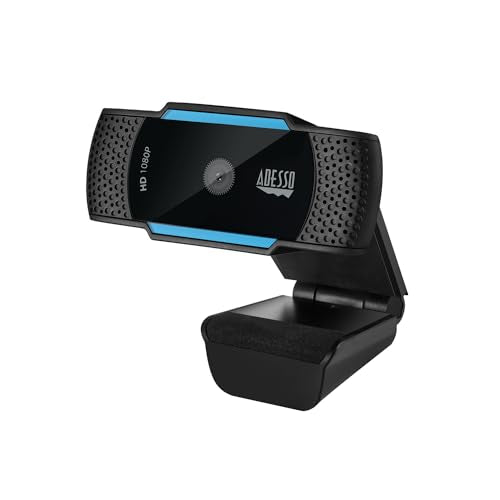 Adesso Cybertrack H5 1080p Hd USB Autofocus Webcam with Microphone, 1920 Pixels X 1080 Pixels, 2.1 Mpixels, Black