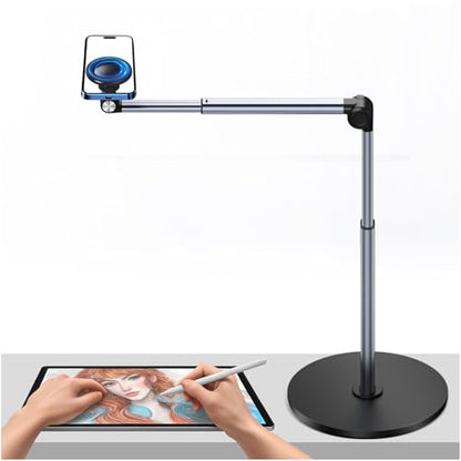 yAyusi Heavy Duty Aluminum Magnetic Overhead Tripod for iPhone, 13.7 in Long Overhead Phone Mount, Flexible Articulating Arm Phone Mount for Desk for Live Streaming, Meeting, Cooking - size: Magnetic