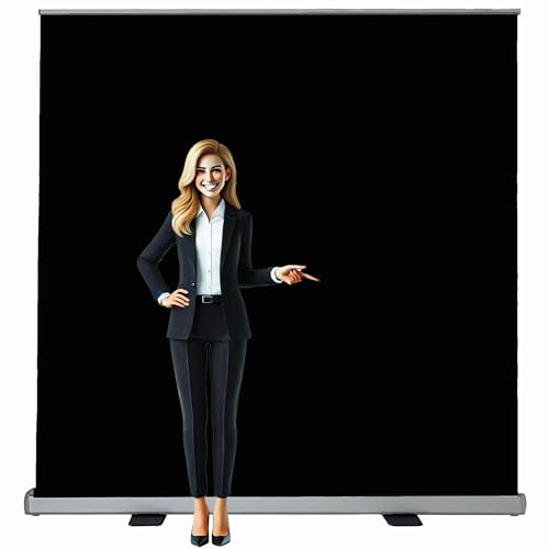 Retractable Backdrop Stand 60"x90" – Premium Plastic Adjustable Banner Frame, Lightweight Foldable Display Stand with Carry Bag for Photography, Trade Shows, Events – 4 Colors (Black / White / Green / Gray) (BLACK) - color: BLACK