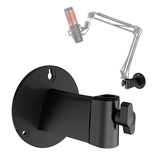 YOUSHARES Wall Mount Boom Arm - Microphone Holder for Stand, Vertical Surface Mount and Freely Swiveling Metal Clip Suitable for Saving Desk Space, Mic Stand Accessories - color: Wall Mount Stand