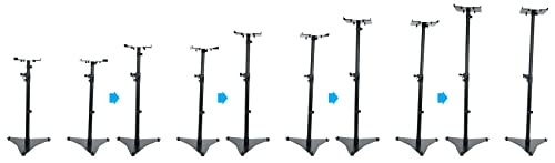 Rockville RVSM5 Pair Studio Monitor Bookshelf Speaker Stands | 33-52" Adjustable Height, Solid Steel, Foam Pad, 50 lbs Capacity, Rubber Feet and Carpet Spikes, Cable Clips - color: Black