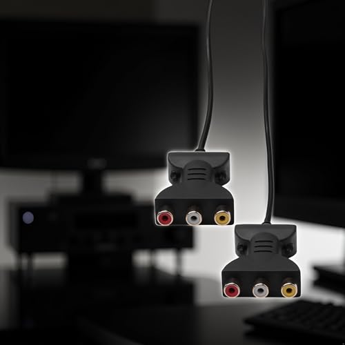 2Pcs Black HDMI to 3-RCA AV Converter | Male to Female Adapter for TV, DVD and Home Audio | Plug-and-Play HDMI to RCA Solution