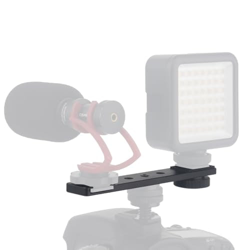 Aluminum Camera Cold Shoe Mount, Hot Shoe Extension Camera Flash Bracket for Light, Mic, with 1/4'' Tripod Screw-4.9" Long