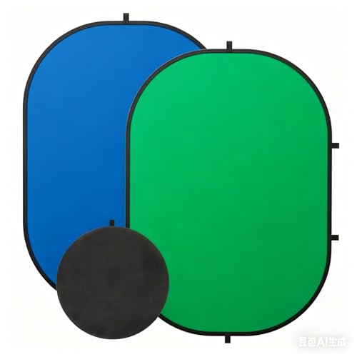 3x5ft/1x1.5M Blue Green Screen Backdrop, Double-Sided Pop Up Photo Backdrop Collapsible Greenscreen Background Muslin Chromakey Screen with Carry Bag for Photo Studio, Streaming, Gaming - color: Green/Blue, size: 3 x 5 ft