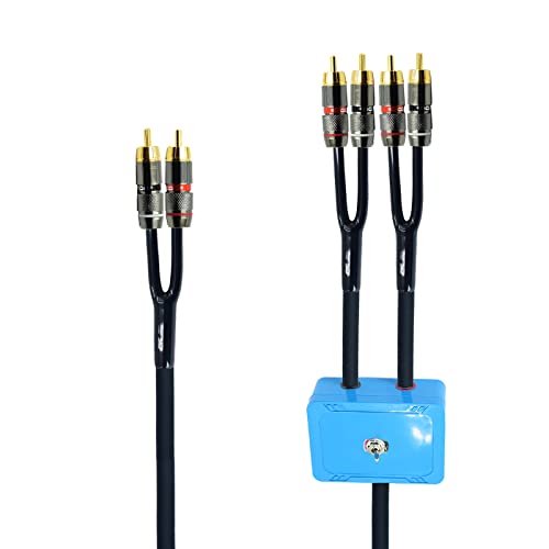 1.5ft Sound Channel swicher 2 male to 4 Male RCA Switch Selector 2 input 1 Output R/L Stereo Audio 1 in 3 Out Stereo Audio Splitter with Mute Button No External Power Required CD Speaker DVD Playe - size: 1.5ft, style: rca switch