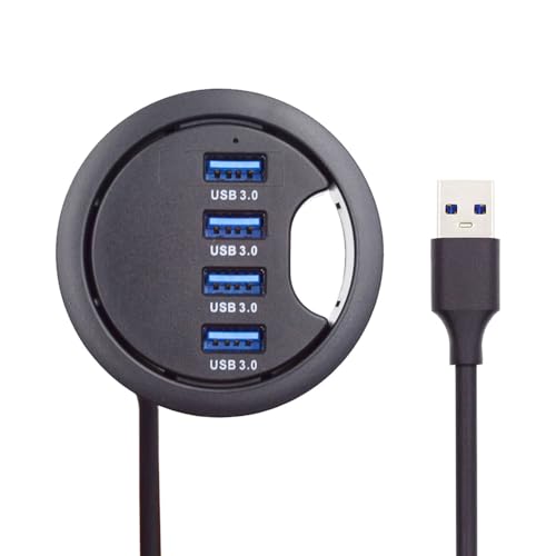 Xiwai USB 3.0 Hub Splitter, 4 Port USB Multiport Expander 60mm Desk Grommet Dock Station Interface for PC Desk Desktop - style: HUB01