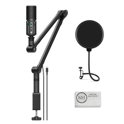 Sennheiser Profile USB Condenser Microphone Streaming Set with Boom Arm Bundled with Wind Screen Pop Filter + Cleaning Cloth (3 Items)