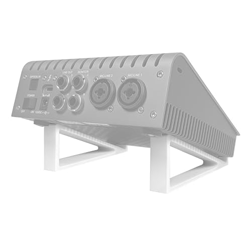Musiin Audio Interface Stand compatible with SSL2+ MK2,ID14 MK2,ID4 MK2,Apollo X 4,and more.Minimal design with solid triangle frame saves space and keeps your setup stable and professional (White) - color: White