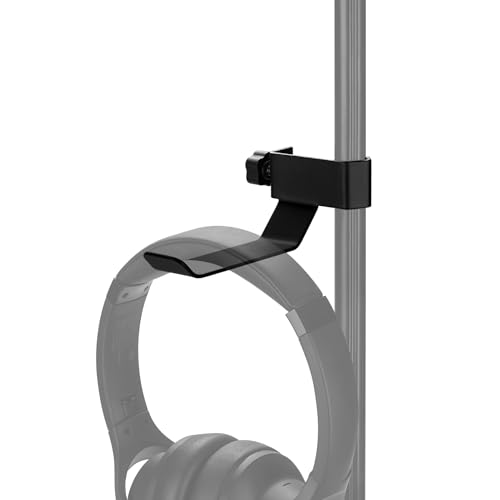 GEEKRIA for Creators Headphone Headset Holder Hanger Clip for Microphone Musical Stand, Universal Accessory, Can Hold Headphone, Tambourines, Cords (Black)