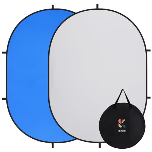 Kate Collapsible Pop-Up Backdrop for Self-Tape Auditions, Professional Headshots, Video Conferencing & Live Streaming - Portable Photography Background (5'x6.5' / 1.5x2m, Blue/Gray) - color: Blue/Gray