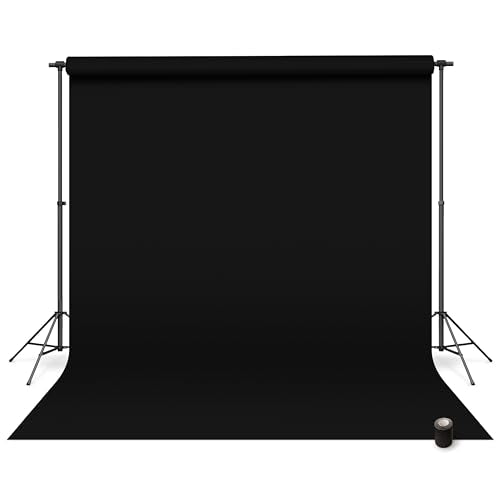 Denny Manufacturing - Black Seamless Paper Backdrop for Photography, (86 in x 36 ft) Includes Free Roll Gaffer Tape (2 in x 13 ft) (Black Paper Color) - color: Black, size: 86 in x 36 ft