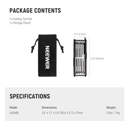 NEEWER 10 in 1 Multifunctional Foldable Screwdriver Tool Set: 4 Screwdrivers, 6 Hex Keys, Pocket Tool, Compatible with SmallRig Camera Cage Rig Tripod QR Plate, UA048B Black - style: 10-in-1 Screwdrivers Tool Set(Black)
