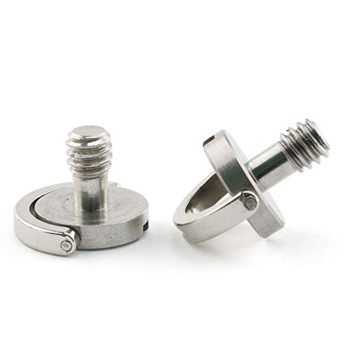 E-outstanding D-Ring Hinged Screw 2PCS 1/4-20 10mm Length Thread D Shaft Stainless Steel Camera Quick Release Plate Mounting Fixing Screws for Camera Tripod Monopod QR Plate