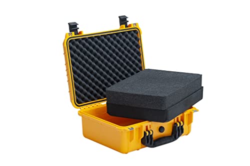 MEIJIA Portable All Weather Waterproof Camera Case With Foam,Fit Use of Drones,Camera,Equipments,Pistols,15.98x12.99x6.85inches - color: Yellow