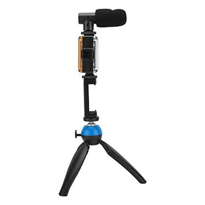 Portable Live Video Kit with Fill Light, Cardioid Microphone, Tripod and Phone Holder for Mobile Photography Streaming Vlogging Blue - color: Blue