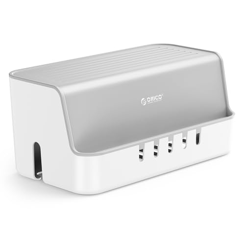 ORICO Cable Management Box with Phone Stand Lid, Large Cord Organizer Case for Hiding Power Strips & Surge Protectors, Heat Dissipation Desktop Wire Hider for Home, Office, School - PB02 - color: White