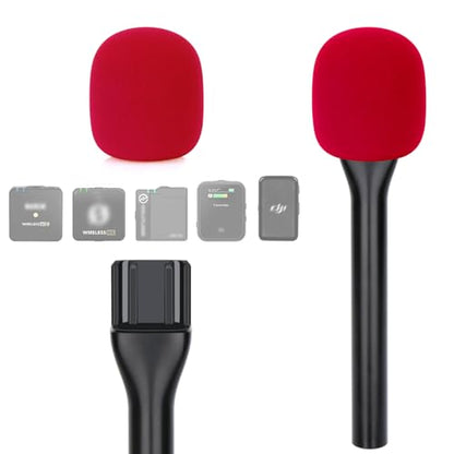 YOUSHARES Handheld Adaptor with Foam Cover, Compatible with Rode and DJI Wireless Microphones for Interviews (Red Foam) - color: Red Foam