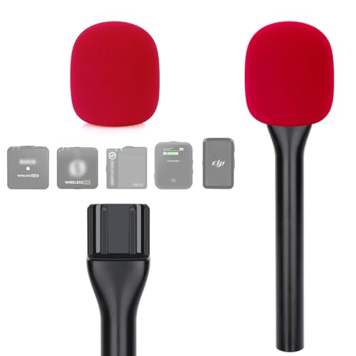 YOUSHARES Handheld Adaptor with Foam Cover, Compatible with Rode and DJI Wireless Microphones for Interviews (Red Foam) - color: Red Foam