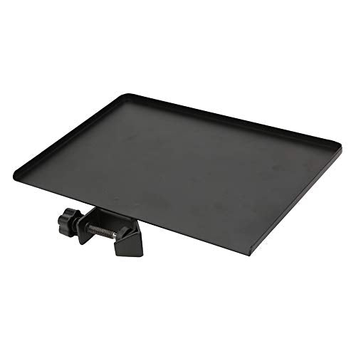 Sound Card Tray, Alloy Black Metal Shelf Bracket Phone Clip Universal Microphone Stand Clamp on Rack Tray Holder Tripod Sound Card Tray for Live Streaming, Karaoke, Recording