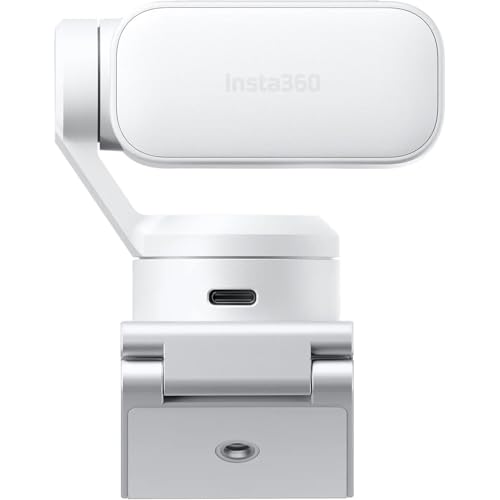 Insta360 Link 2 - PTZ 4K Webcam (White) for PC/Mac, 1/2" Sensor, AI Tracking, HDR, AI Noise-Canceling Mic, Gesture Control for Streaming, Video Calls, Gaming Bundle with Flexible Tripod & Lens Cloth