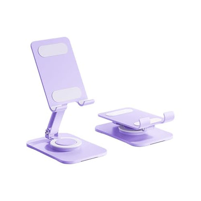 Carbon Steel Desktop Phone Stand Foldable Adjustable with Rotating Base for Video Calls Phone Tablet Portable Foldable Adjustable Desktop Rotating Desk Video Calling Online Learning Movie Hands - color: Purple