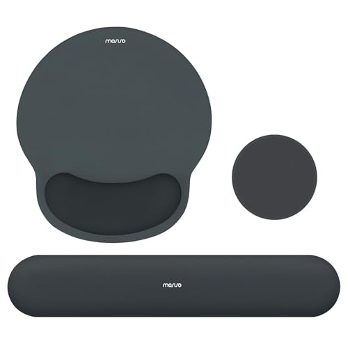 MOSISO Wrist Rest Support for Mouse Pad&Keyboard Set, Circle Curved Ergonomic Mousepad&Coaster Non-Slip Base Home/Office Pain Relief&Easy Typing Pad with Soft Cloth&Silicone Lining, Slate Gray - color: Slate Gray