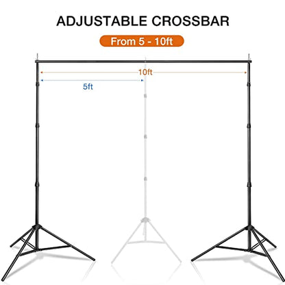 Yesker 10 X 10 ft Photo Video Studio Background Support Stand, Adjustable Heavy Duty Photography Backdrop Support System Kit for Photoshoot Party Video Creator - size: 10*10ft