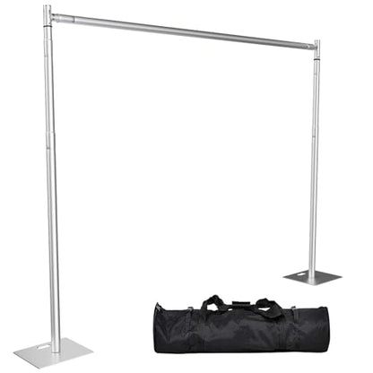 TOCRETOARE Heavy Duty Backdrop Stand, 8x10ft Pipe and Drape Backdrop Stand Kit with Adjustable Telescopic Poles Frame and Metal Base, Background Holder for Parties Wedding Birthday Photography - size: 8x10FT-without Upgrade Clip on