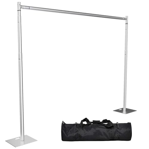 TOCRETOARE Heavy Duty Backdrop Stand, 10x10ft Pipe and Drape Backdrop Stand Kit with Adjustable Telescopic Poles Frame and Metal Base, Background Holder for Parties Wedding Birthday Photography Capacity of up to 22 lbs - size: 10x10FT-without Upgrade Clip