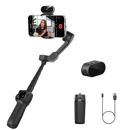 AOCHUAN 3-Axis Gimbal Stabilizer for iPhone & Android,NO APP AI Tracking,7.8' Built-in Extension Rod,Phone Stabilizer for Video Recording,OLED Display,Trigger Button,Sport,Vlogging(Smart V8 AI Black) - color: Black, size: Smart V8 AI