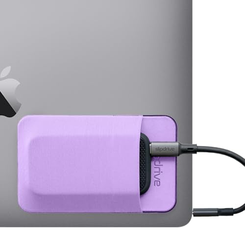Slipdrive - Portable Hard Drive Sleeve for Laptop - SSD Solid State Drive - Reusable Adhesive - Stick on External Hard Drive Carrying Case - Travel Pocket Pouch (Small, Purple) - color: Purple, size: Small (For SSD)