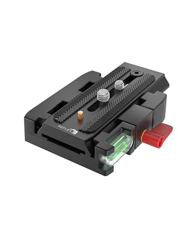 REFLEX CAMERA Professional Quick Release Plate Compatible with Manfrotto 501/500Ah/701HDV/503HDV/Q5 Heads, 15kg Load Capacity, 1/4” & 3/8” Screws, Bubble Level – Ideal QR Plate for Camera Stability