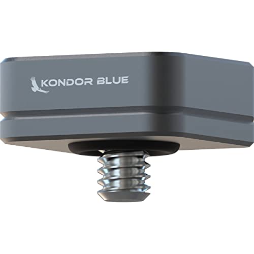 KONDOR BLUE | Cold Shoe Receiver Mount Plate | 1/4”-20 Camera Accessory Cold Shoe Adapter for Microphones, Lights & Monitors, Rubber O-Ring, Ultra-Lightweight | Gray
